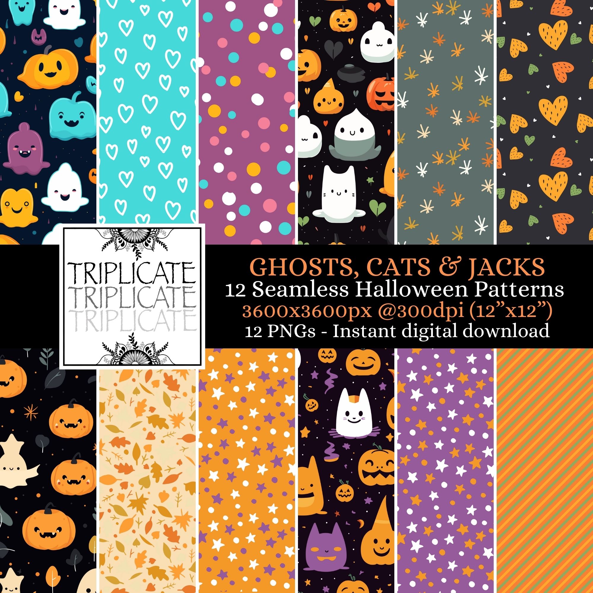 Ghosts, cats and jacks printable papers