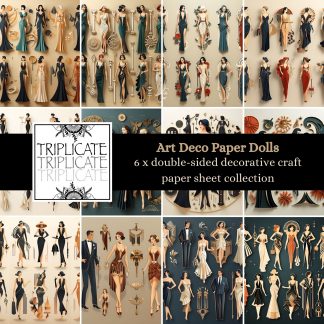 Art Deco Paper Doll Scrapbook Paper Sheets