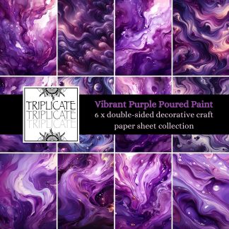 Vibrant Purple Poured Paint Scrapbook Paper Sheets