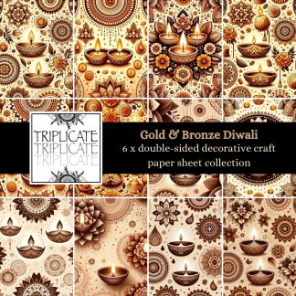Gold and Bronze Diwali Scrapbook Paper Sheets