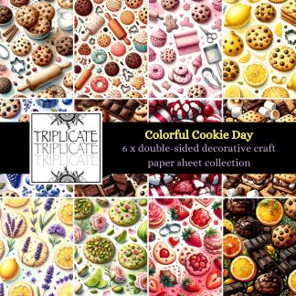 Colorful Cookie Day Scrapbook Paper Sheets