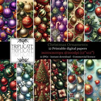 Instant Download Christmas Ornaments Digital Papers