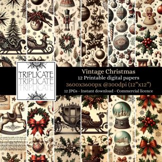 Vintage Christmas Junk Journal & Scrapbook Digital Decorative Craft Paper