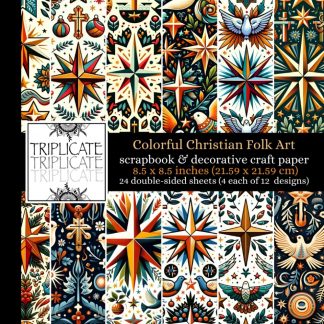 Colorful Christian Folk Art Scrapbook and Decorative Craft Paper