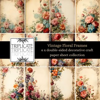 Vintage Floral Frames Scrapbook Paper Sheets