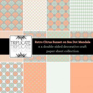 Retro Citrus Sunset on Sea Dot Mandala Pattern Scrapbook Paper Sheets