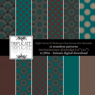 Chocolate and Teal Cincereous Dot Mandala Junk Journal & Scrapbook Digital Decorative Craft Paper