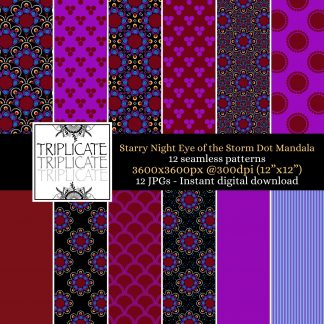 Starry Night Eye of the Storm Dot Mandalas Junk Journal & Scrapbook Digital Decorative Craft Paper