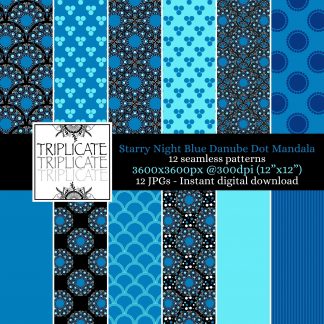 Starry Night Blue Danube Dot Mandala Junk Journal & Scrapbook Digital Decorative Craft Paper
