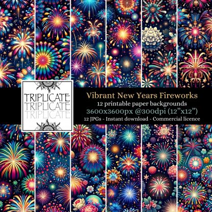 Vibrant New Year Fireworks Junk Journal and Scrapbook Decorative Craft Paper