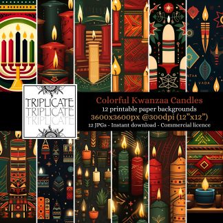 Colorful Kwanzaa Candles Junk Journal & Scrapbook Digital Decorative Craft Paper
