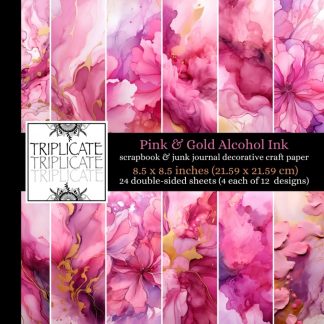 Pink & Gold Alcohol Ink Scrapbook and Junk Journal Decorative Craft Paper