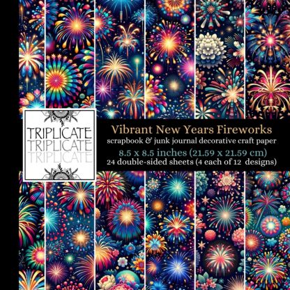 Vibrant New Years Fireworks Scrapbook and Junk Journal Decorative Craft Paper