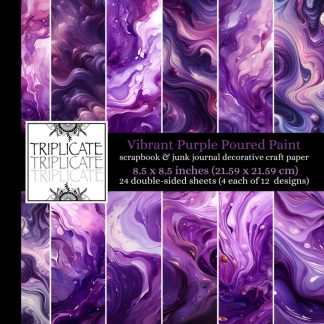 Vibrant Purple Poured Paint Scrapbook and Junk Journal Decorative Craft Paper