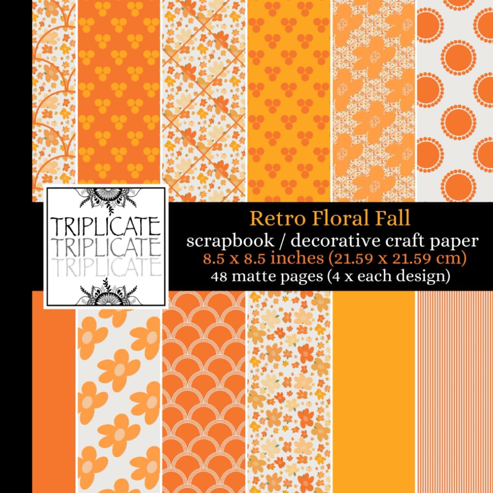 Retro Floral Fall Scrapbook and Decorative Craft Paper