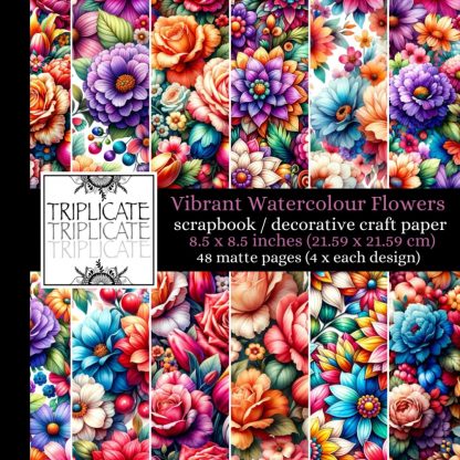 Vibrant Watercolour Flowers Decorative Craft Paper