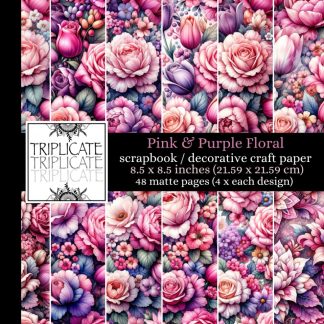 Pink and Purple Floral Decorative Craft Paper Pad