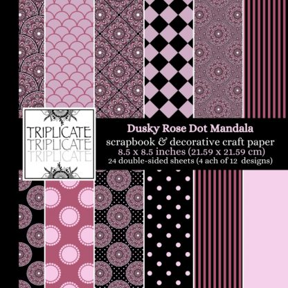 Dusky Rose Forever Dot Mandala Scrapbook and Decorative Craft Paper: 24 double-sided matte sheets of 8.5 x 8.5 inch 90gsm patterned paper