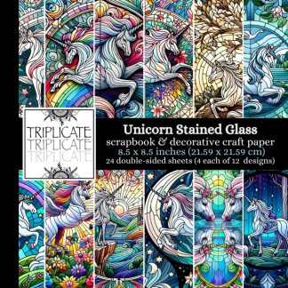 Unicorn Stained Glass Scrapbook and Decorative Craft Paper