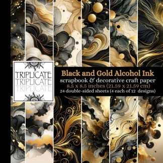 Black and Gold Alcohol Ink Scrapbook and Decorative Craft Paper