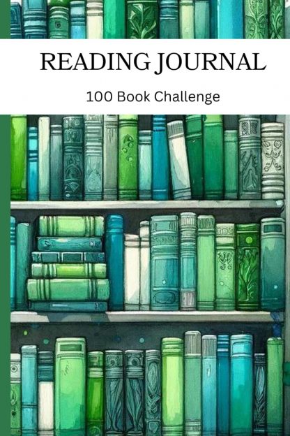Reading Journal 100 Book Challenge Gift for Readers - Watercolor Bookshelf Notebook