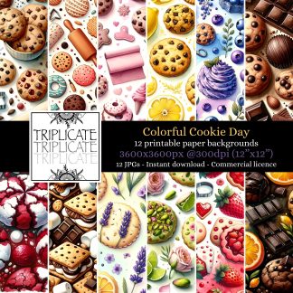 Colorful Cookie Day Junk Journal & Scrapbook Digital Decorative Craft Paper