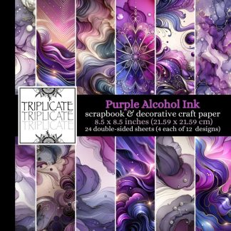 Vibrant Purple Alcohol Ink Scrapbook and Decorative Craft Paper