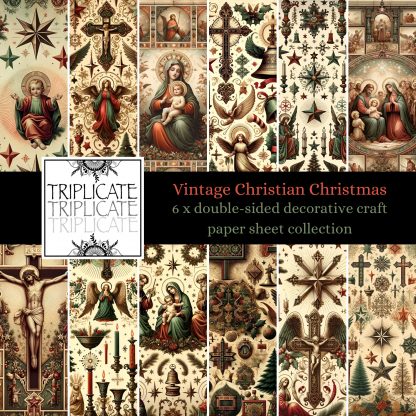 Vintage Christian Christmas Scrapbook Paper Sheets