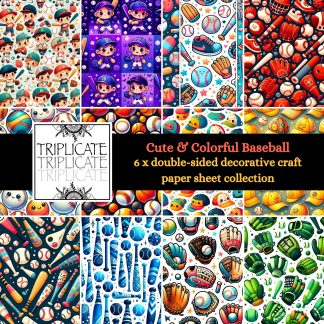 Cute and Colorful Baseball Scrapbook Papers