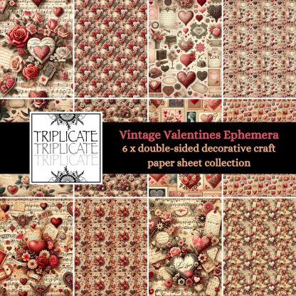 Vintage Valentines Ephemera Scrapbook Paper