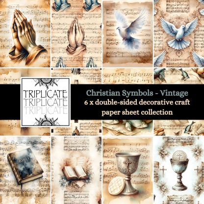 Christian Symbols Vintage Scrapbook Paper