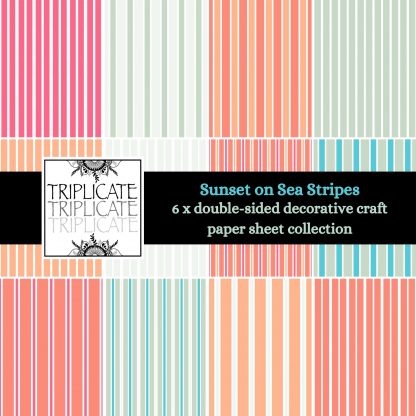 Colorful Sunset on Sea Stripes Scrapbook Paper