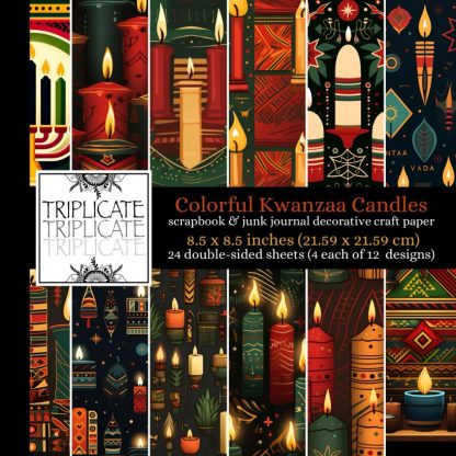 Colorful Kwanzaa Candles Scrapbook and Junk Journal Decorative Craft Paper