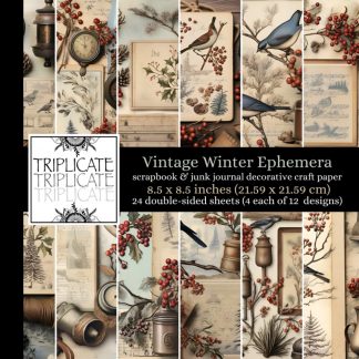 Vintage Winter Ephemera Scrapbook and Junk Journal Decorative Craft Paper