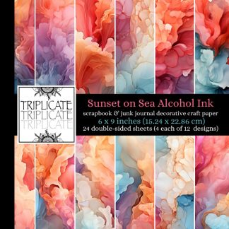 Sunset on Sea Alcohol Ink Scrapbook and Junk Journal Decorative Craft Paper