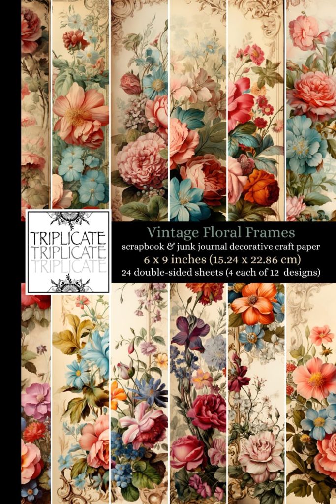 Vintage Floral Frames Scrapbook and Junk Journal Decorative Craft Paper