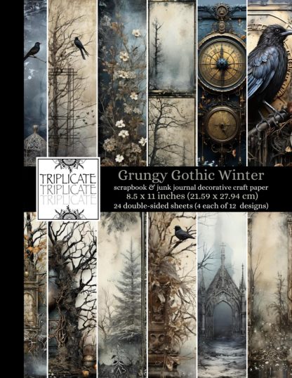 Grungy Gothic Winter Scrapbook and Junk Journal Decorative Craft Paper