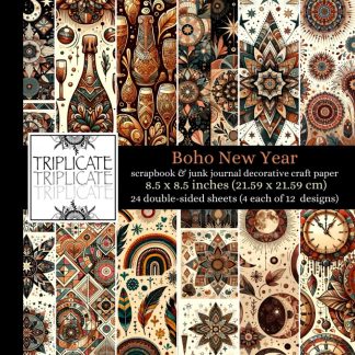 Boho New Year Scrapbook and Junk Journal Decorative Craft Paper