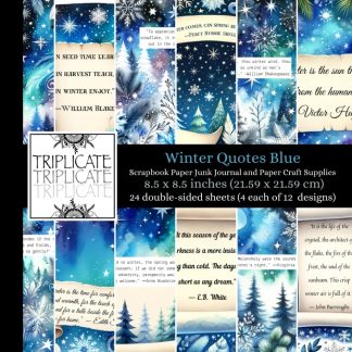 Winter Quotes Blue Scrapbook Paper Junk Journal and Paper Craft Supplies