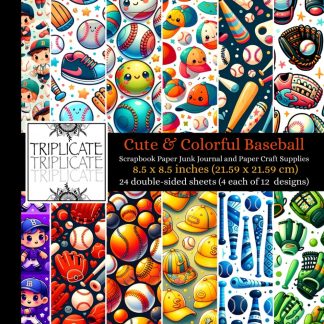 Cute and Colorful Baseball Scrapbook Paper Junk Journal and Paper Craft Supplies