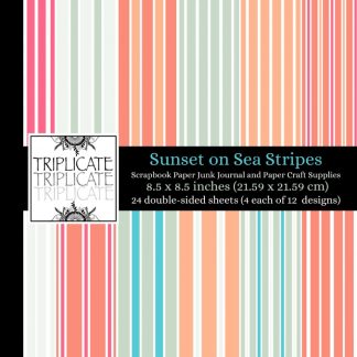 Sunset on Sea Stripes Scrapbook Paper Junk Journal and Paper Craft Supplies