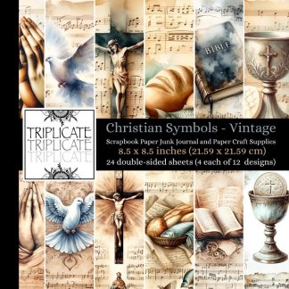 Christian Symbols Vintage Scrapbook Paper Junk Journal and Paper Craft Supplies