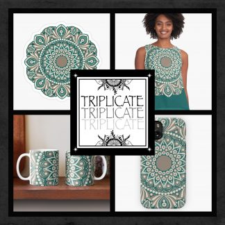 Chocolate & Teal Cafe Latte Polka Dot Mandala Stickers Apparel and Accessories