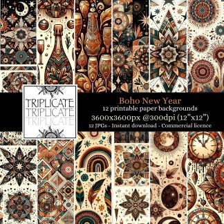Boho New Year Junk Journal & Scrapbook Digital Decorative Craft Paper
