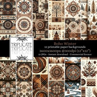 Boho Winter Junk Journal & Scrapbook Digital Decorative Craft Paper