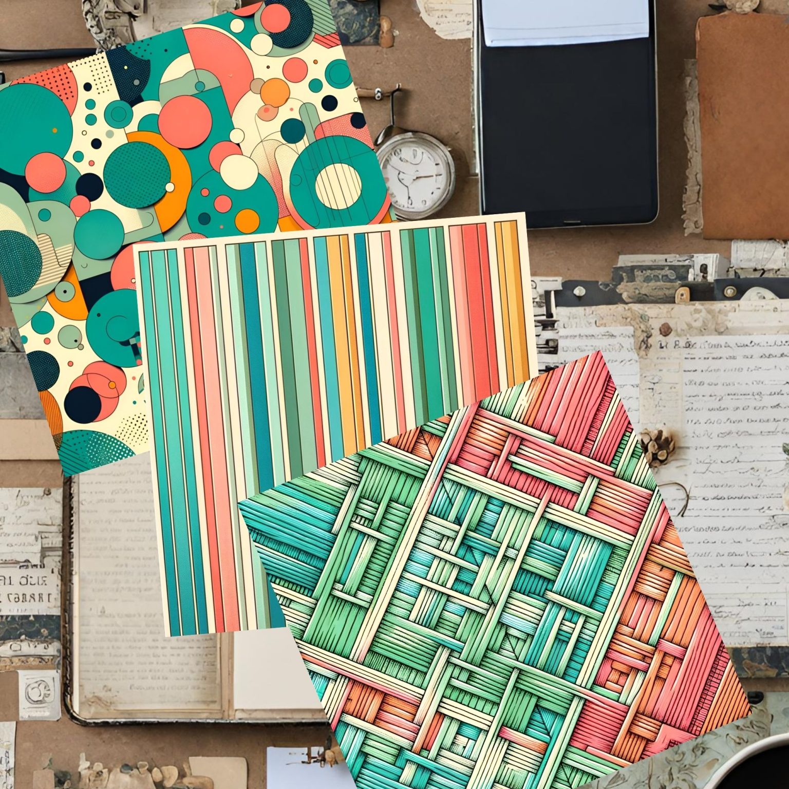 Sunset on Sea Patterns Scrapbook Paper – Junk Journal & Digital ...