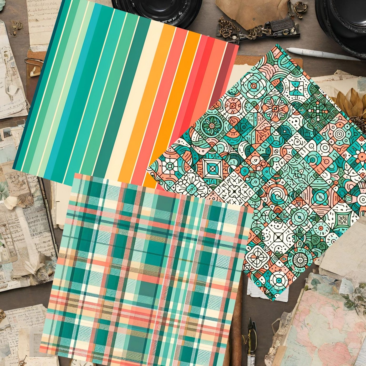 Sunset on Sea Patterns Scrapbook Paper – Junk Journal & Digital ...