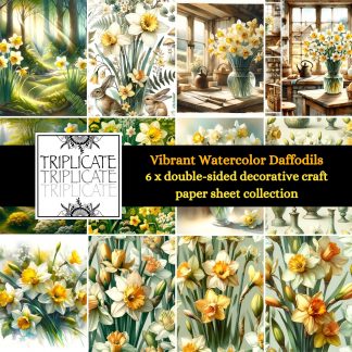 Vibrant Watercolor Daffodils Scrapbook Paper