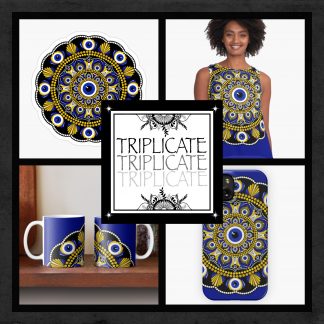 Navy and Gold Eyes on the Prize Polka Dot Mandala Stickers Apparel and Accessories