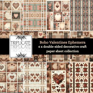 Boho Valentines Ephemera Scrapbook Paper
